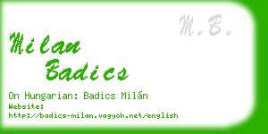 milan badics business card
